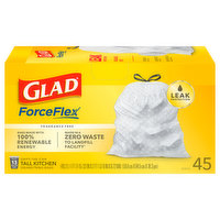 Glad ForceFlex Drawstring Bags, Tall Kitchen, 13 Gallon, 45 Each