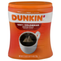 Dunkin' Coffee, Ground, Medium Roast, 100% Colombian, 27.5 Ounce