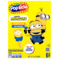 Popsicle Bars, Minions, Strawberry Banana/Blue Raspberry, 6 Each