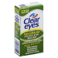 Clear Eyes Eye Drops, Astringent/Lubricant Redness Reliever, Maximum, Itchy Eye Relief, 0.5 Ounce