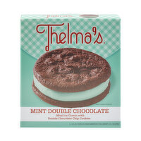 Thelma's 4-4 Fl. Oz. 4 Pack Ice Cream Sandwiches Thelma's Mint Double Chocolate Chip Ice Cream Sandwich 4 Pack, 16 Fluid ounce