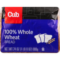 Cub Bread, 100% Whole Wheat, 24 Ounce