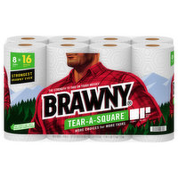 Brawny Tear-A-Square Paper Towels, Double Rolls, 2-Ply, 8 Each