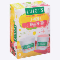 Luigi's Italian Ice, Real, Lemon & Strawberry, 6 Each