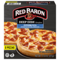 Red Baron Pizzas, Pepperoni, Deep Dish Singles, 2 Each