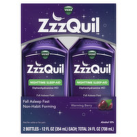 Vicks Vicks ZzzQuil Nighttime Sleep Aid Liquid, Diphenhydramine HCI, Over-the-Counter Medicine, Warming Berry Flavored, 2x12 Oz, 24 Fluid ounce