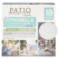 Patio Essentials Candles, Citronella, 18 Pack, 18 Each