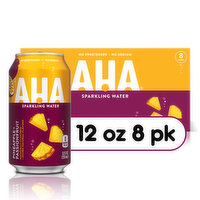 AHA Sparkling Water, Pineapple + Passionfruit, 12 fl oz, 8 Each