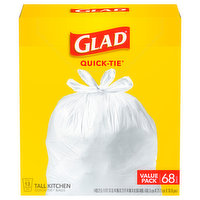 Glad Quick-tie Tall Kitchen Bags, Value Pack, 13 Gallon, 68 Each