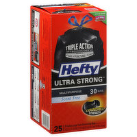 Hefty Trash Drawstring Bags, Multipurpose, Scent Free, Ultra Strong, Large, 30 Gallon, 25 Each