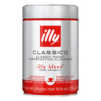 Illy Illy Blend Coffee, 100% Arabica, Ground, Classic Roast, Classico, 8.8 Ounce