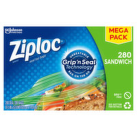 Ziploc Seal Top Bags, Sandwich, Mega Pack, 280 Each