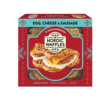 Nordic Waffles Waffle Sandwiches, Egg + Cheddar, Sausage, 2 Each