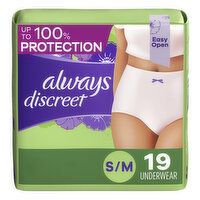 Always Discreet Discreet Adult Incontinence Underwear for Women, S/M, 19 Each