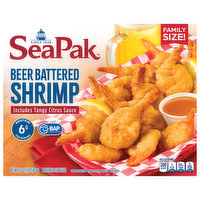 SeaPak Shrimp, Beer Battered, Family Size, 16 Ounce