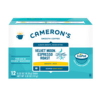 Cameron's Coffee, Velvet Moon Espresso Roast, Dark Roast, Smooth, Eco Pod, 12 Each