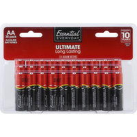 Essential Everyday Batteries, Alkaline, AA, 30 Pack, 30 Each