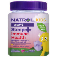 Natrol Kids Sleep + Immune Health, Sleep, Gummies, Raspberry, 50 Each