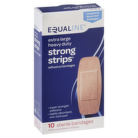 Equaline Bandages, Adhesive, Strong Strips, Extra Large Heavy Duty, 10 Each