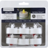 EVERLASTING GLOW Tea Lights, LED, 6 Pack, 6 Each