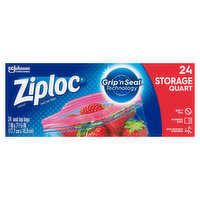 Ziploc Seal Top Bags, Storage, Quart, 24 Each