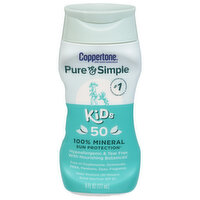 Coppertone Pure & Simple Sunscreen, Kids, Broad Spectrum SPF 50, 6 Fluid ounce