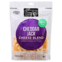 Essential Everyday Cheese Blend, Cheddar Jack, Thick Cut, Shredded, 8 Ounce