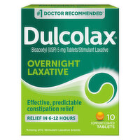 Dulcolax Overnight Laxative, 5 mg, Tablets, 10 Each