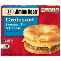 Jimmy Dean Sandwiches, Croissant, Sausage, Egg & Cheese, 4 Each