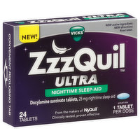 Vicks Nighttime Sleep-Aid, 25 mg, Tablets, 24 Each