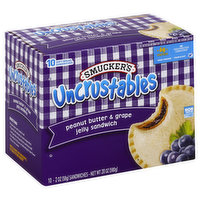 Smucker's Uncrustables Sandwich, Peanut Butter & Grape Jelly, 10 Each