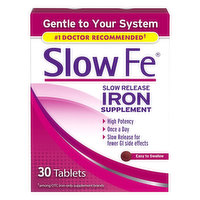 Slow Fe Iron Supplement, Slow Release, Tablets, 30 Each