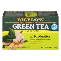 Bigelow Green Tea, Ginger, Plus Probiotics, Tea Bags, 18 Each