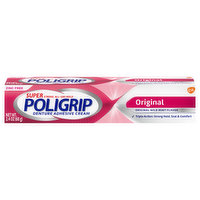 Poligrip Denture Adhesive Cream, Zinc Free, Original, 2.4 Ounce