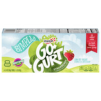 Yoplait Go Gurt Yogurt, Lowfat, Strawberry, Simply, 8 Each