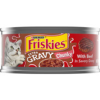 Friskies Cat Food, with Beef in Savory Gravy, Extra Gravy, Chunky