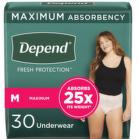 Depend Fresh Protection Incontinence Underwear for Women, Maximum Absorbency, 30 Each