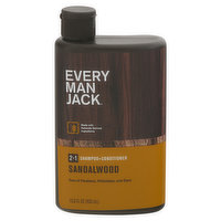 Every Man Jack Shampoo + Conditioner, Sandalwood, 2 in 1, 13.5 Fluid ounce