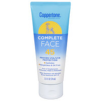 Coppertone Complete Sunscreen Lotion, Face, Broad Spectrum SPF 45, 2.5 Fluid ounce