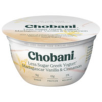 Chobani Yogurt, Less Sugar, Low-Fat, Greek, Madagascar Vanilla & Cinnamon, 5.3 Ounce