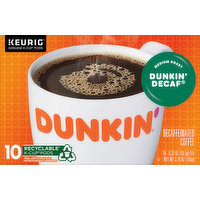 Dunkin Coffee, Medium Roast, Dunkin' Decaf, Decaffeinated, K-Cup Pods, 10 Each