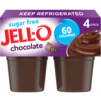 Jell-O Chocolate Sugar Free Ready-to-Eat Pudding Cups Snack, 4 Each