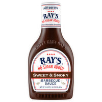 Ray's No Sugar Added Barbecue Sauce, Sweet & Smoky, 18.5 Ounce