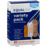 EQUALINE Adhesive Bandages, Variety Pack, 30 Each