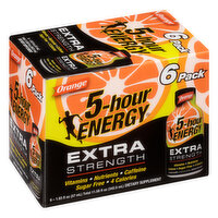 5-Hour Energy Energy Shot, Orange, Extra Strength, 6 Pack, 6 Each