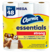 Charmin  Essentials Bathroom Tissue, Strong, Mega, 1-Ply, 12 Each