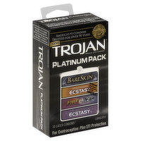 Trojan Condoms, Premium Latex, Lubricated, Platinum Pack, 10 Each