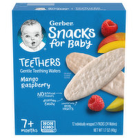 Gerber Snacks for Baby Teething Wafers, Gentle, Mango Raspberry, Teethers, 7+ Months, 12 Each