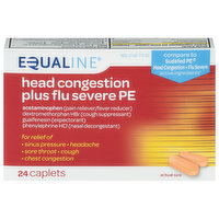 Equaline Head Congestion, Plus Flu Severe PE, Caplets, 24 Each