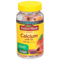 Nature Made Calcium, with D3, 500 mg, Gummies, Cherry, Orange & Strawberry, 80 Each